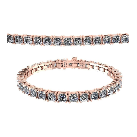 Nana Jewels Pure Brilliance Zirconia Asscher Cut Tennis Bracelet, 7" Or 8" In Gold Plated Sterling Silver, 13.00Ctw-53.00Ctw