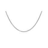 Central Diamond Center Sterling Silver Box Chain, Made in Italy, White, Yellow, or Rose Gold Plated