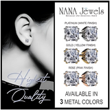 NANA Jewels Cushion Cut Simulated Diamond Stud Earrings 14K Solid Gold Post & Sterling Silver -0.60ctw-4.00ctw CZ