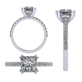 NANA Jewels 1.5-3CT Platinum Plated Sterling Silver Rings CZ Cubic Zirconia Princess Cut Engagement Rings | 10K 14K Solid Gold