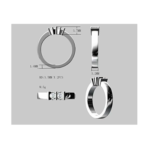 Central Diamond Center Straight Bar Couples 2 Stone Ring w/ Simulated Birthstones in Sterling Silver, 10K or 14K Gold