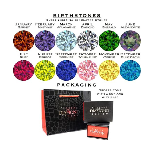 Central Diamond Center Customizable Lucita Solitaire Birthstone Ring Set In 925 Sterling Silver W/Simulated Birthstone