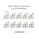 Central Diamond Center Sterling Silver Tic-Tac-Toe Mother's Ring w/ 1 to 9 Simulated Birthstones, Platinum Plated