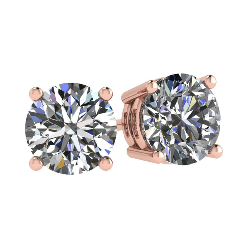 2 Carat Total Weight Moissanite Stud Earrings 14k Gold Post-Matching Solitaire Pendant in Sterling Silver