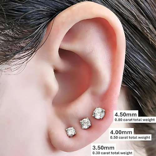 14K Solid Gold Post & Silver Simulated Diamond Stud Earrings-cubic zirconia earrings studs .30ct to 8.00ct