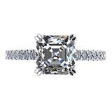 Nana Jewels Asscher Cut Cathedral Solitaire Engagement Ring 7Mm (2Ct) Pure Brilliance Zirconia - Sterling Silver, 10K Or 14K Gold
