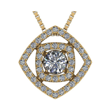 Central Diamond Center Double Square Dancing Gemstone Necklace for Women in Sterling Silver w/Pure Brilliance Zirconia