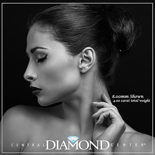 NANA Jewels Round Martini style Simulated Diamond Stud Earrings Silver & CZ 1.50ct-4.00ct Hypoallergenic