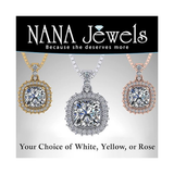 NANA Jewels Cushion Cut Halo CZ Simulated Diamond Solitaire Necklace Sterling Silver 8mm Zirconia Center Gemstone