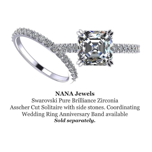 Nana Jewels Asscher Cut Cathedral Solitaire Engagement Ring 7Mm (2Ct) Pure Brilliance Zirconia - Sterling Silver, 10K Or 14K Gold