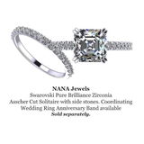 Nana Jewels Asscher Cut Cathedral Solitaire Engagement Ring 7Mm (2Ct) Pure Brilliance Zirconia - Sterling Silver, 10K Or 14K Gold