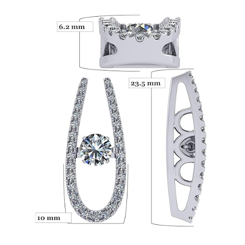Central Diamond Center “U” Shape Dancing Gemstone Necklace for Women in 925 Sterling Silver w/Pure Brilliance Zirconia