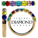 Central Diamond Center U'r Family Ring w/ 1 to 9 Simulated Birthstones in Sterling Silver, 10k, 14K Gold, Mothers Rings