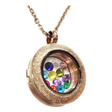 Central Diamond Center Stainless Steel Mother's Round  Locket Pendant (Jan-Dec) Yellow/White/Rose Plated with a Chain