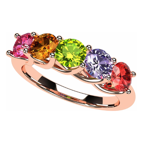 Central Diamond Center Lucita Mothers Rings w/ 1 to 6 Simulated Birthstones in Sterling Silver, 10K or 14K Gold