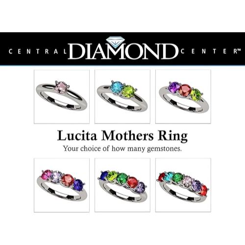 Central Diamond Center Lucita Mothers Rings w/ 1 to 6 Simulated Birthstones in Sterling Silver, 10K or 14K Gold