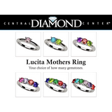 Central Diamond Center Lucita Mothers Rings w/ 1 to 6 Simulated Birthstones in Sterling Silver, 10K or 14K Gold
