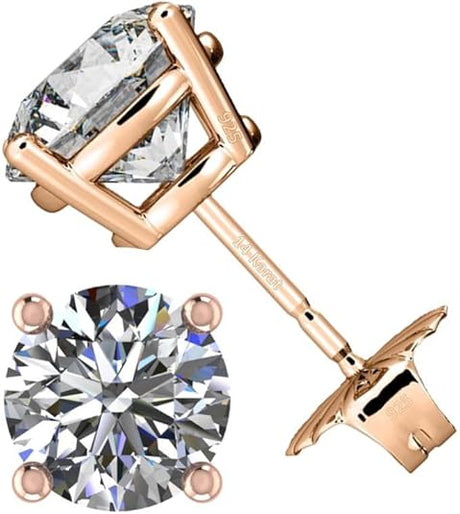 0.20ct-0.30ct CVD-Lab-Grown Diamond Stud Earrings (E-F, VS-SI), Solid 14K Gold & Silver, Threaded or Friction Post