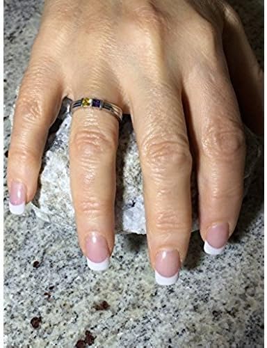 Central Diamond Center Princess Couples 2 Stone Ring w/Simulated Birthstones in Silver, 10K or 14K Gold