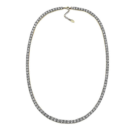 Central Diamond Center Sterling Silver & Graduated CZ 3 or 4 prongs Tennis Necklace, 18", White, Yellow or Rose Gold Plated