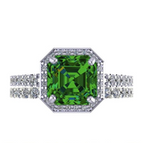 NANA Jewels Sterling Silver Asscher Cut Wedding Set Engagement Rings for Women - Choose Simulated Morganite, Citrine, Aquamarine & More