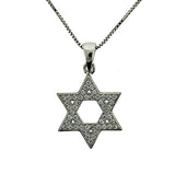 Central Diamond Center Star of David Pendant Sterling Silver and Pure Brilliance CZ w/Box Chain