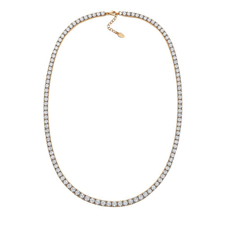 Central Diamond Center Sterling Silver & Graduated CZ 3 or 4 prongs Tennis Necklace, 18", White, Yellow or Rose Gold Plated