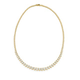 Central Diamond Center Sterling Silver & Graduated CZ 3 or 4 prongs Tennis Necklace, 18", White, Yellow or Rose Gold Plated