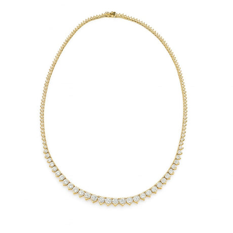 Central Diamond Center Sterling Silver & Graduated CZ 3 or 4 prongs Tennis Necklace, 18", White, Yellow or Rose Gold Plated