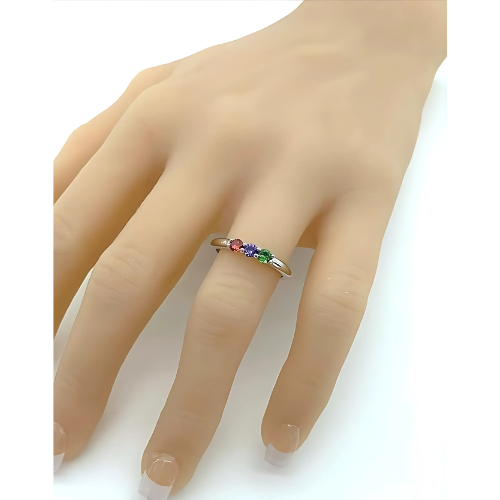 Central Diamond Center Lucita Mothers Rings w/ 1 to 6 Simulated Birthstones in Sterling Silver, 10K or 14K Gold