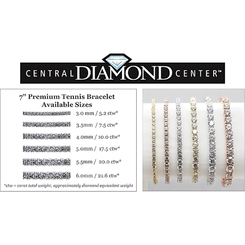 Simulated Diamond Tennis Bracelet, Pure Brilliance Zirconia, Sterling Silver 5.0ct, 7.50ct, 10ct, 17.50ct, 22ct