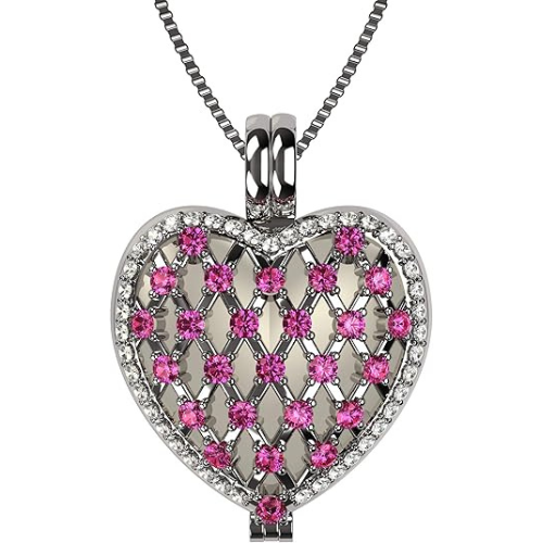 Mother of pearl locket necklace, sterling silver.