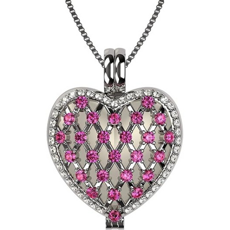 Mother of pearl locket necklace, sterling silver.