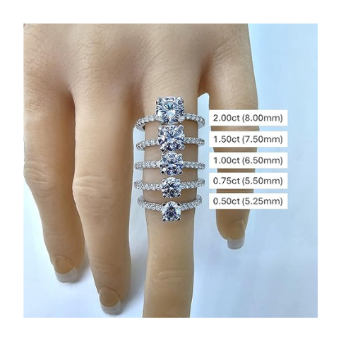 CVD Lab Grown Diamond Engagement Ring - 10K Solid Gold, Round Cut Solitaire, 0.50ct-2.00ct, G-H/VS-SI Clarity