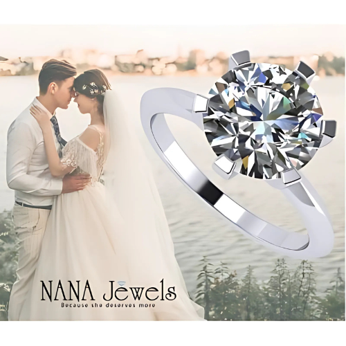 Detail of the prong setting on a NANA Jewels solitaire ring.