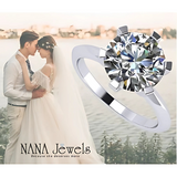 Detail of the prong setting on a NANA Jewels solitaire ring.