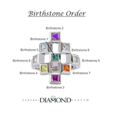 Central Diamond Center Sterling Silver Tic-Tac-Toe Mother's Ring w/ 1 to 9 Simulated Birthstones, Platinum Plated