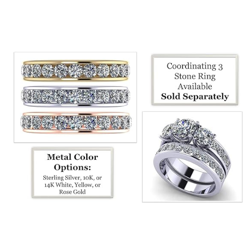 Anniversary Band Ring Channel Set w/ 0.75ctw Pure Brilliance Zirconia in Silver, 10K, or 14K Gold