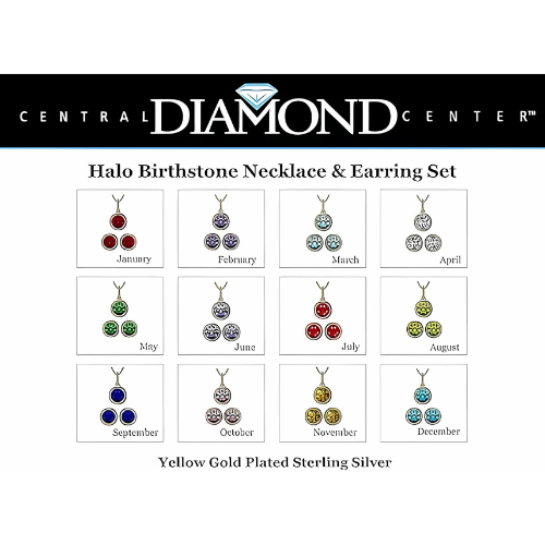 Central Diamond Center Halo Earring & Necklace Set, Solid Sterling Silver w/Pure Brilliance Zirconia - Hypoallergenic
