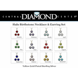 Central Diamond Center Halo Earring & Necklace Set, Solid Sterling Silver w/Pure Brilliance Zirconia - Hypoallergenic