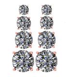 4 Pairs Stud Earrings Set, Hypoallergenic Pure Brilliance Cubic Zirconia 925 Sterling Silver, 4-6.5mm
