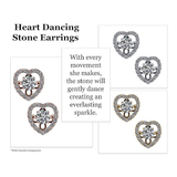 Central Diamond Center Heart Dancing Gemstone Earrings in Sterling Silver made w/ Pure Brilliance Zirconia