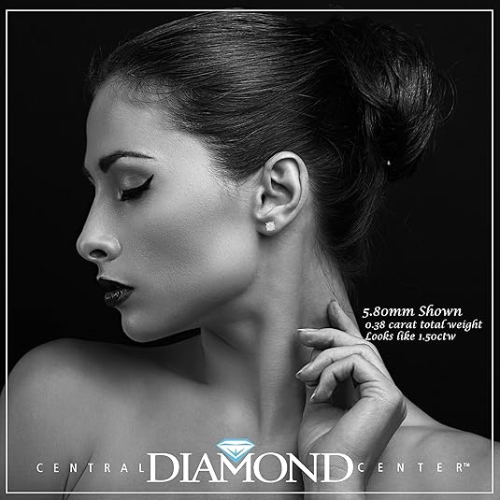 14K Solid Gold CVD Lab Grown Diamond Cluster Stud Earrings, (E-F - Vs) 9 Diamonds, 1.00 to 4.00 Carat Look