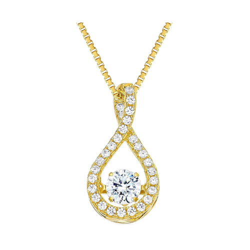 Twisted Pear Dancing Gemstone Necklace in 925 Sterling Silver w/ Pure Brilliance Zirconia CZ