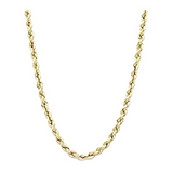 Close-up of a rose gold plated diamond cut rope chain.