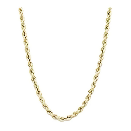 Close-up of a rose gold plated diamond cut rope chain.