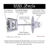 NANA Jewels Princess Cut Simulated Diamond Stud Earrings Silver & CZ 1.50ct - 4.00ct Hypoallergenic