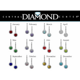 Halo Birthstone Dangle Earrings w/ Pure Brilliance Zirconia Accent Gemstones in Sterling Silver for Women