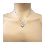 Central Diamond Center Heart of Hearts Birthstone Locket Necklace Pendant in Sterling Silver & Mother of Pearl