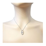 Central Diamond Center “U” Shape Dancing Gemstone Necklace for Women in 925 Sterling Silver w/Pure Brilliance Zirconia